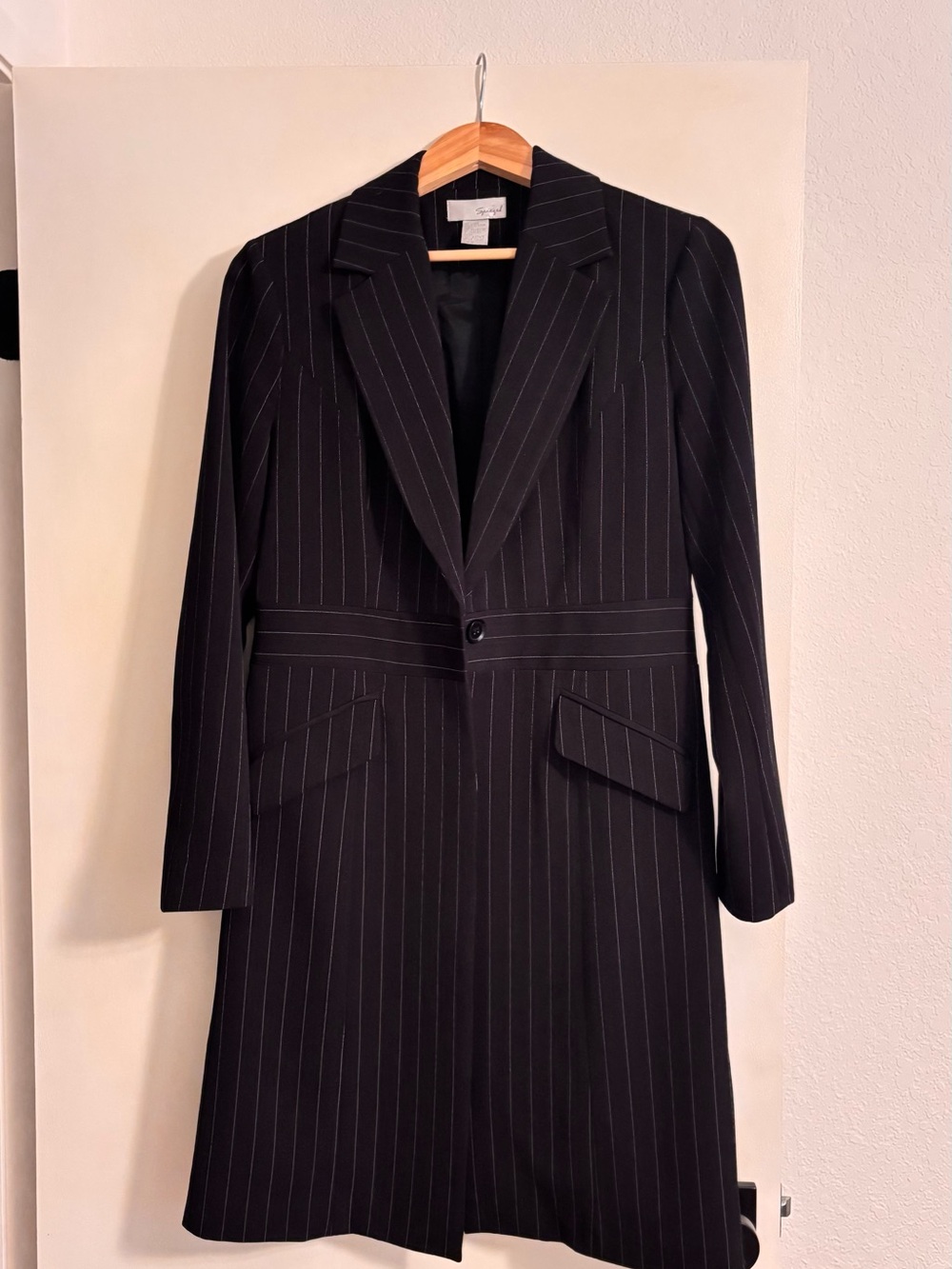 Spiegel Black Pinstripe Long Blazer